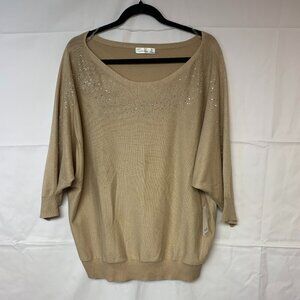 89Th & Madison womens sweater SZ 2X beige with silver stud's dolman sleeve NWT